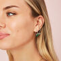 Ines Silver Green Bee Huggie Earrings, thumbnail 2 of 2