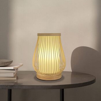 Bamboo Lampshade With Wooden Based Table Lamp, 4 of 6