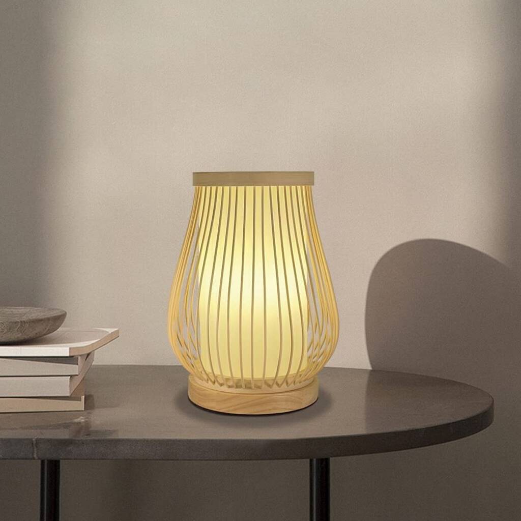 Bamboo Lampshade With Wooden Based Table Lamp By Momentum