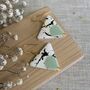 Mint Green Triangle Ceramic Dangle Earrings Gold Plated, thumbnail 7 of 8