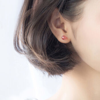 Sterling Silver Red Speckle Crystal Ball Stud Earrings, 2 of 6