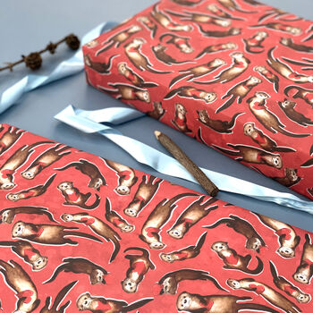 Otter Love Hearts Wrapping Paper, 2 of 7