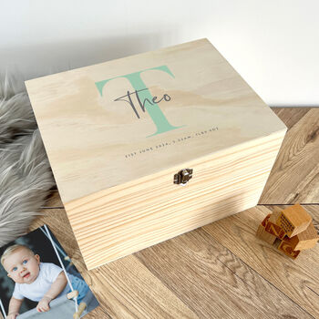 Personalised Initial Baby Keepsake Box Various Colours, 4 of 12