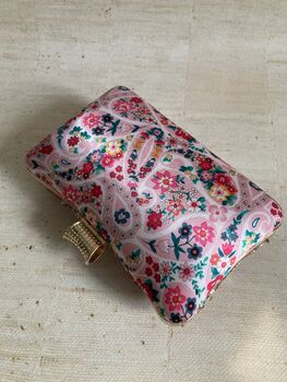 Pink Floral Multicoloured Rectangular Clutch Bag, 3 of 10