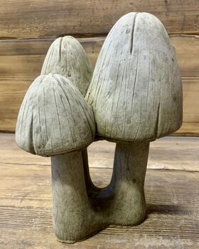 Stone Mushrooms Set Of Three On A Base, 2 of 6