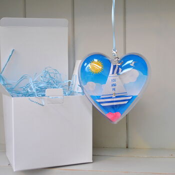 Seaside Sailboat Heart With Personalised Message, 6 of 12