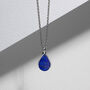 Teardrop Lapis Ashes Urn Necklace 925 Silver, thumbnail 2 of 5