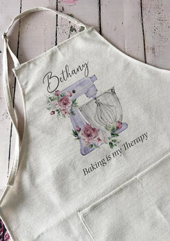 Personalised Apron, Watercolor Purple Baking Gift, 2 of 6
