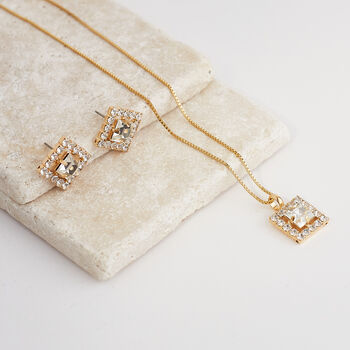 Swarovski Crystal Square Necklace And Earrings Set, 6 of 6