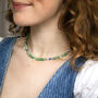 Green Gemstone Bead And Pearl Charms Necklace, thumbnail 3 of 5