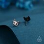 Cute Cat Skull Stud Earrings In Sterling Silver, thumbnail 5 of 11