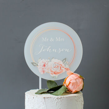 Personalised Wedding Cake Topper Rose Design, 4 of 7