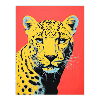 Vibrant Cheetah On Coral Bold Animal Wall Art Print, 6 of 6