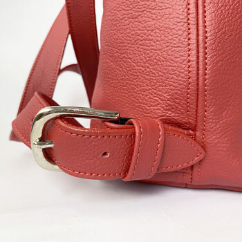 Medium Red Leather Backpack, 6 of 8