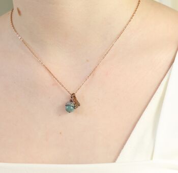 Verdigris Teal Gemstone Acorn Necklace, 2 of 12