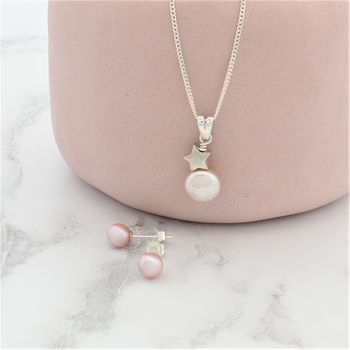 Pink Pearl Pendant With 6mm Stud Set, 6 of 11