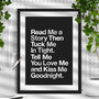 Read Me A Story Tuck Me In Tight Typography Print, thumbnail 1 of 4