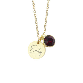 Personalised Gold Plated Birth Crystal Disc Necklace, 4 of 12