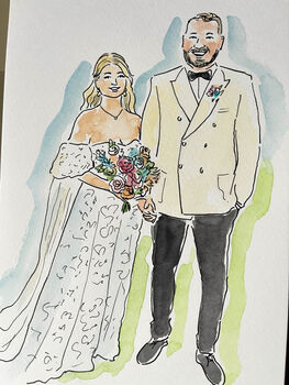 Wedding Couple Illustrated Portrait, 10 of 12