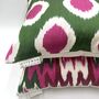 Square Ikat Silk Cushion Watermelon Spot, thumbnail 5 of 7