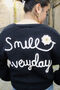 Black Smile Everyday Flower Knit Cardigan, thumbnail 1 of 7