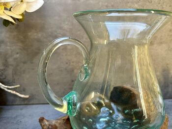 22cm Handmade Molten Glass Wine Jug Natural Teak Root Wooden, 11 of 12