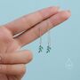 Delicate Cz Leaf Threader Earrings In Sterling Silver, thumbnail 2 of 11