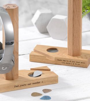 Personalised Solid Oak Headphone Stand, 5 of 12