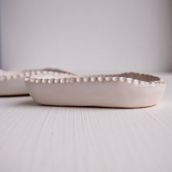 Handmade White Ceramic Heart Wedding Ring Dish, 5 of 6