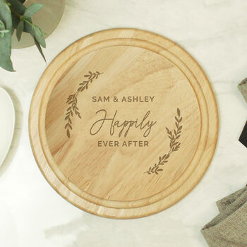 Personalised Laurel Round Wooden Chopping Board, 3 of 6