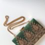 Amarna | Green Antique Gold Dabka Zardozi Clutch, thumbnail 3 of 8