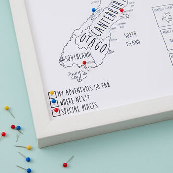 Personalised New Zealand Travel Map Pinboard, 2 of 3