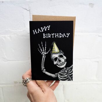 Happy Birthday Skeleton Gothic Card, 6 of 8
