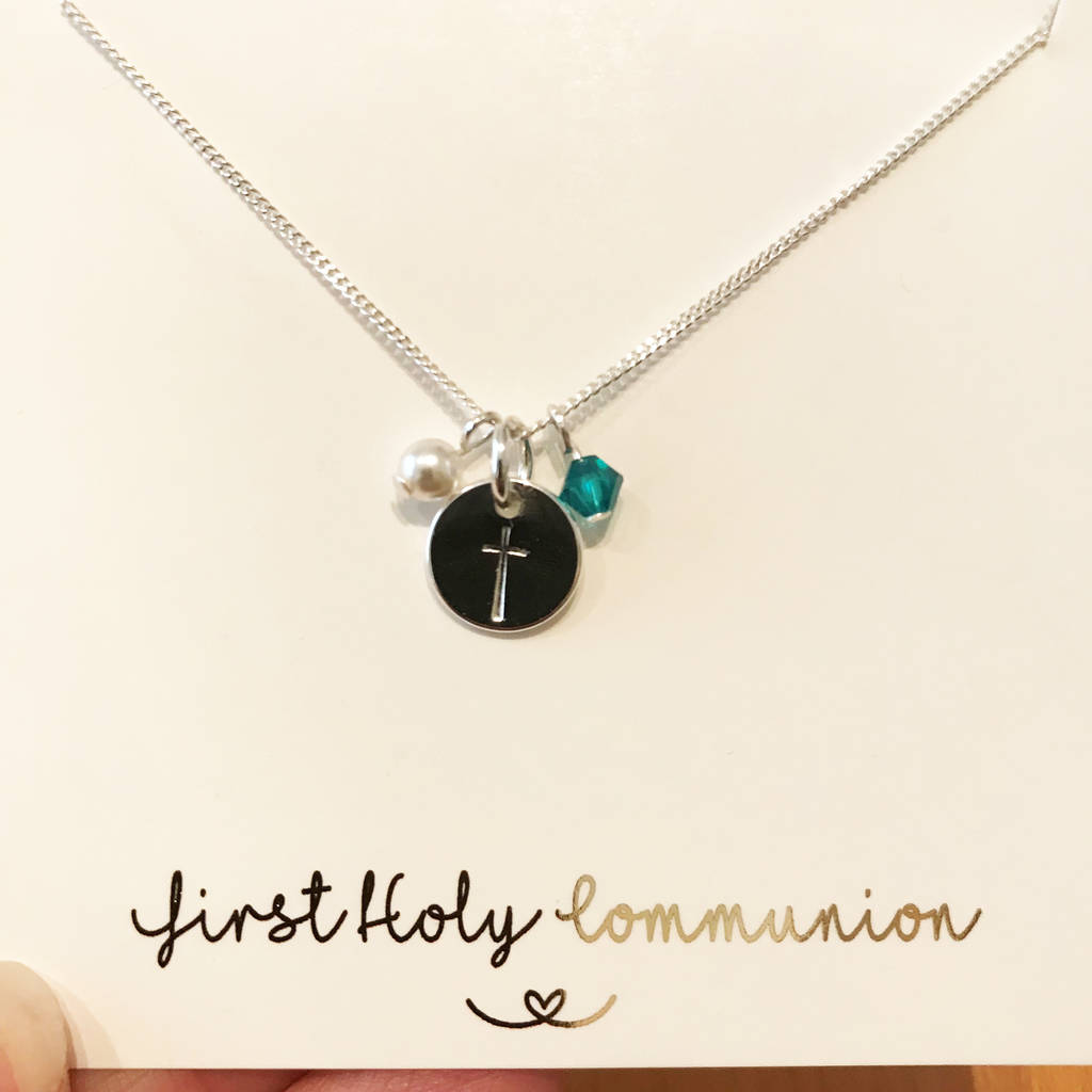 first holy communion silver cross necklace by lhg designs ...