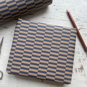 Navy Checkerboard Pattern Fibre 450 X 320mm Size Wrapping Paper Sheet, 6 of 6