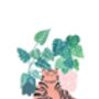 Pink Plant Cat Art Print, thumbnail 5 of 6