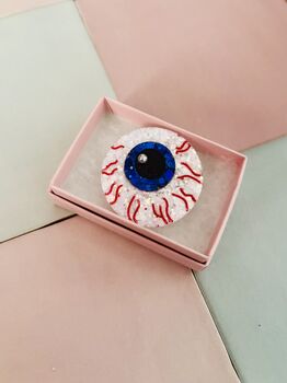 Eyeball Halloween Glitter Resin Brooch / Halloween Jewellery / Gothic Fashion Accessory, 3 of 6