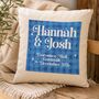 Personalised Wedding Keepsake Cushion : Navy Gingham Square, thumbnail 2 of 2