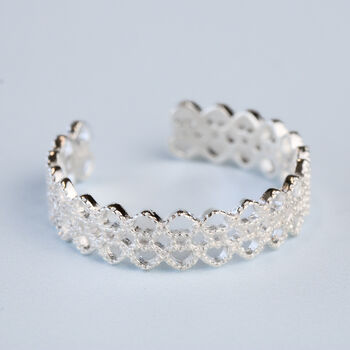 Sterling Silver Lattice Adjustable Ring, 4 of 7