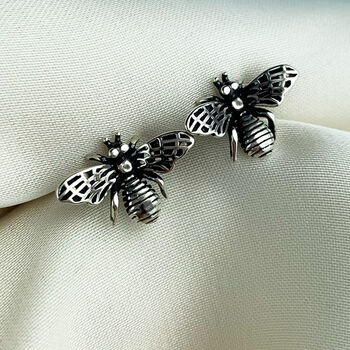 Sterling Silver Vintage Style Honey Bee Stud Earrings, 3 of 5