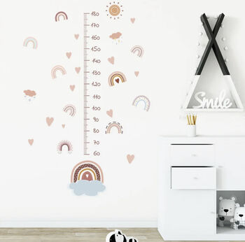 Pastel Rainbows Hearts Height Chart Wall Vinyl Decal, 6 of 7