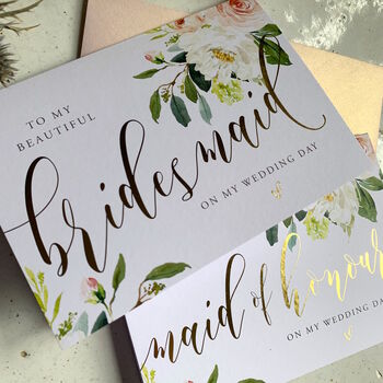 Gold Foil To My Bridesmaid Card | Peony Bouquet, 4 of 5