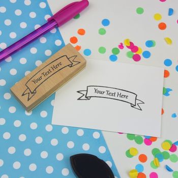 Personalised Ribbon Banner Rubber Stamp By Mint Maker Studio