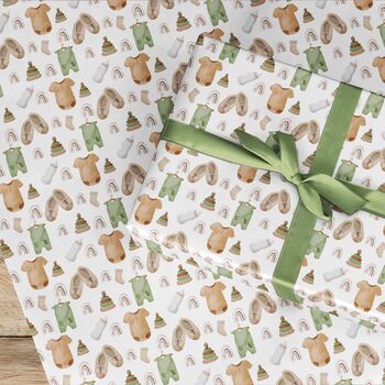 Baby Neutral Gift Wrapping Paper Roll Or Folded, 2 of 3