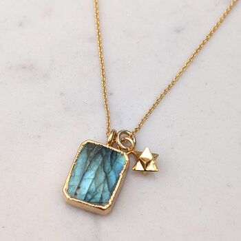 The Duo Labradorite Necklace, Gold Plated, 2 of 12
