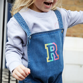 Personalised Rainbow Initial Baby Dungarees, 2 of 2