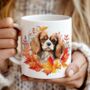 Personalised Dog Mug King Charles Spaniel In An Autumn Wreath, thumbnail 1 of 2