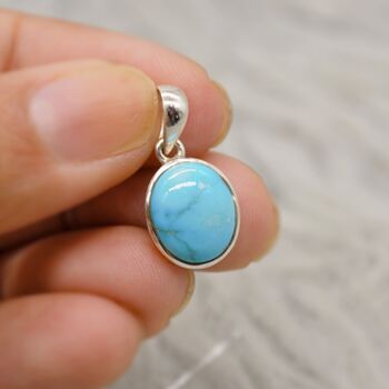 Turquoise Pendant Set In Sterling Silver Necklace, 6 of 10