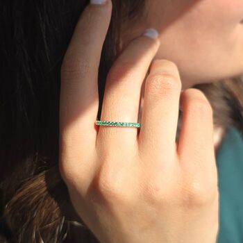 Emerald May Birthstone Crystal Sterling Silver Ring, 3 of 4