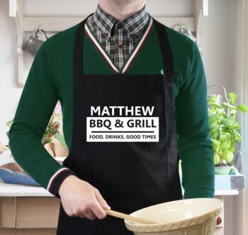 Personalised BBQ And Grill Black Apron, 2 of 3